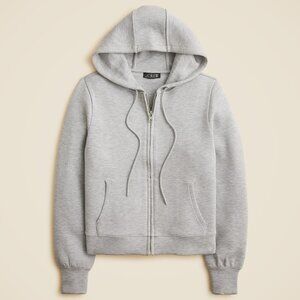 NWT J Crew Scuba-Knit Full-Zip Hoodie Silver Grey